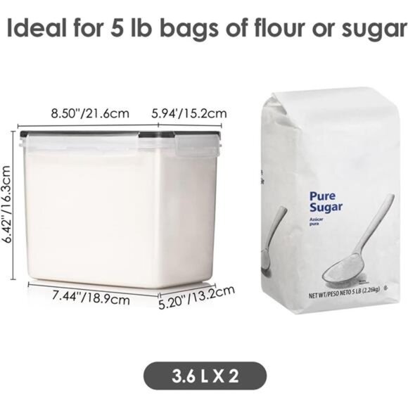 Airtight Food Storage Containers 6 Pieces - Plastic BPA Free Kitchen Pantry - Picture 2 of 8